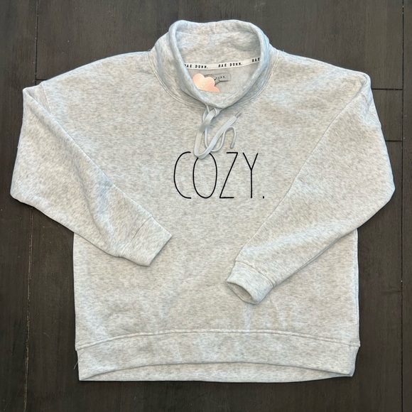Rae Dunn gray super soft “COZY” pullover lightweight cowl neck sweatshirt NWT S - Picture 3 of 7